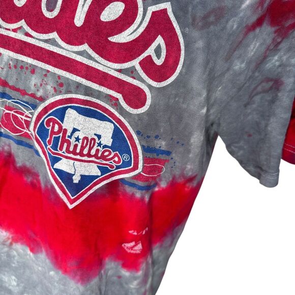 Philadelphia Phillies T-Shirt Mens Large Red Gray Tie Dye Pullover Crew Neck MLB - Picture 3 of 10
